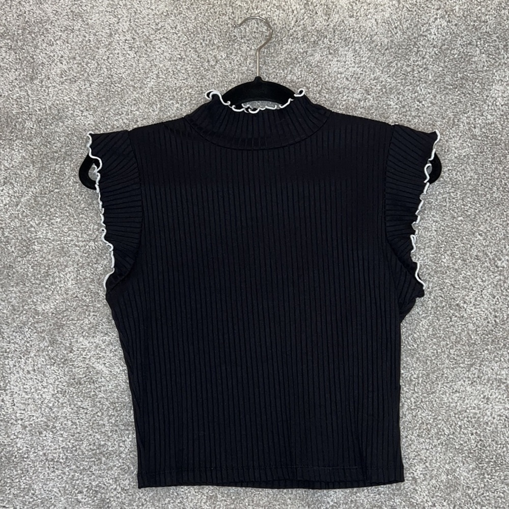 Zara ruffled mock turtle neck top